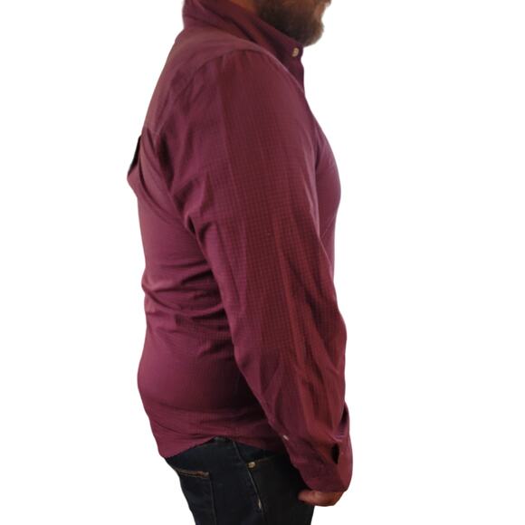 Vintage 1990s Chaps Mens Plaid Button Down Shirt Medium Red Blue Y2K Preppy - Picture 7 of 10